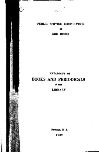 Cover for Cataloque of books and periodicals in the library.