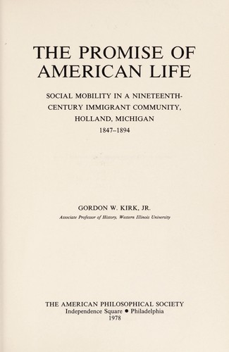 Cover for The promise of American life