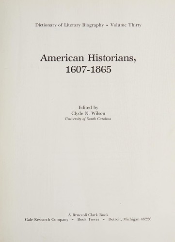 Cover for American historians, 1607-1865