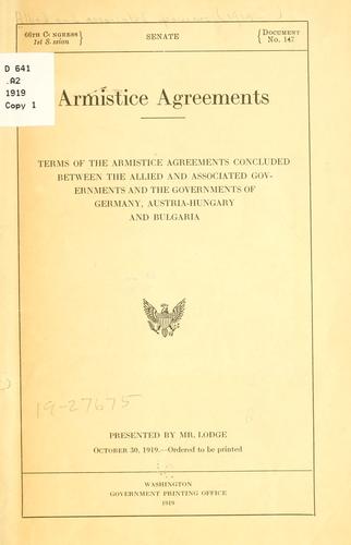 Cover for Armistice agreements.