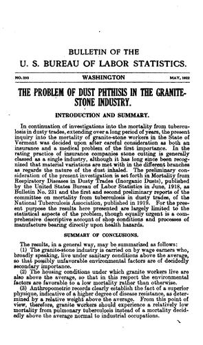 Cover for The problem of dust phthisis in the granite-stone industry