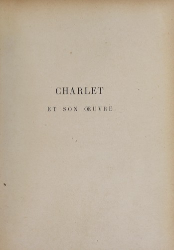 Cover for Charlet et son oeuvre