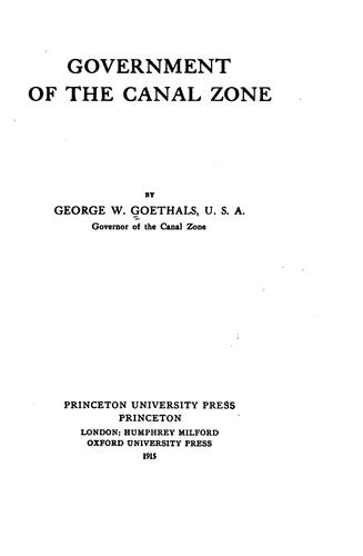 Cover for Government of the Canal Zone