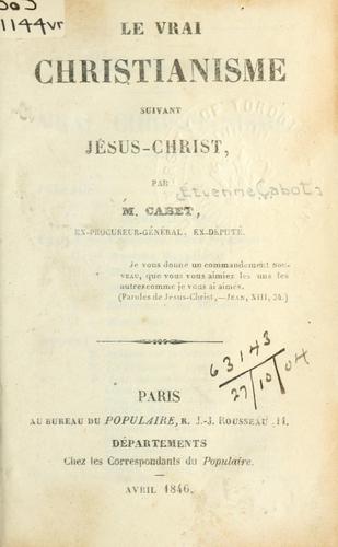 Cover for vrai Christianisme suivant Jesus-Christ.