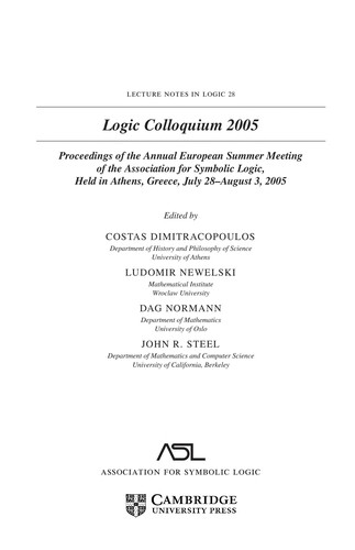 Cover for Logic Colloquium 2005