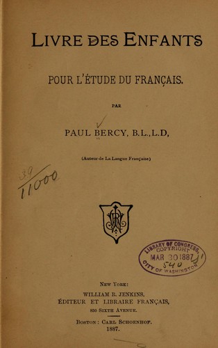 Cover for Livre des enfants pour l'étude du français