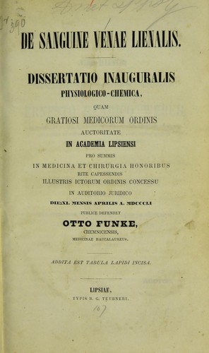 Cover for De sanguine venae lienalis