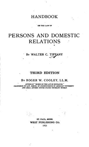 Cover for Handbook on the law of persons and domestic relations