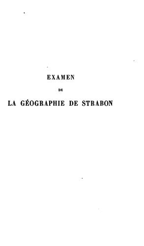 Cover for Examen de la géographie de Strabon