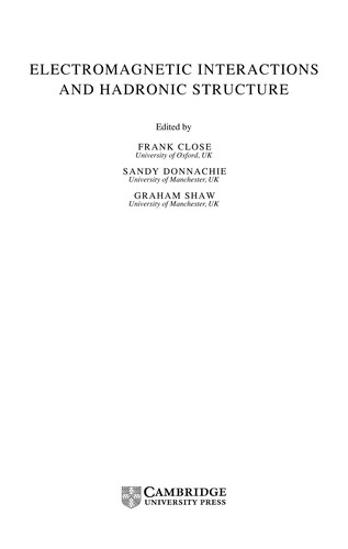 Cover for Electromagnetic interactions and Hadronic Structure