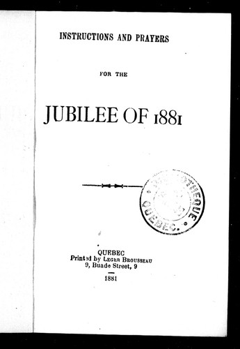 Cover for Instructions and prayers for the jubilee of 1881