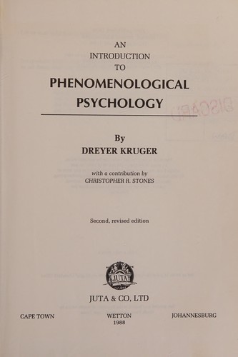 Cover for An introduction to phenomenological psychology