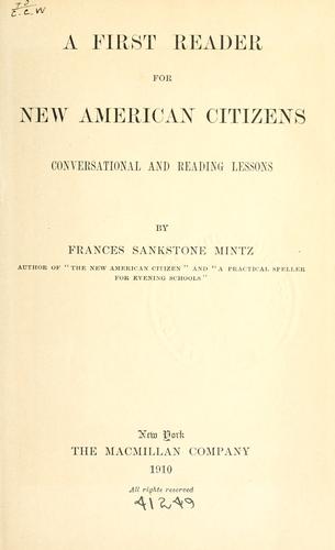 Cover for A first reader for new American citizens
