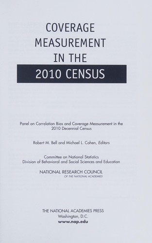 Cover for Coverage Measurement in the 2010 Census