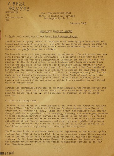 Cover for Nutrition Programs Branch