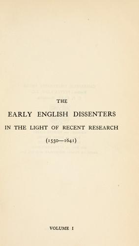 Cover for The early English dissenters