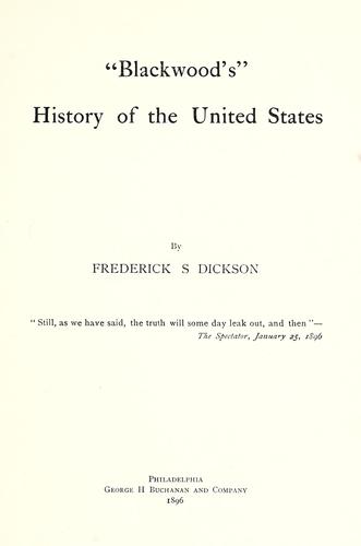 Cover for "Blackwood's" history of the United States.