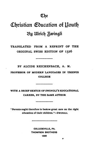 Cover for The Christian Education of Youth