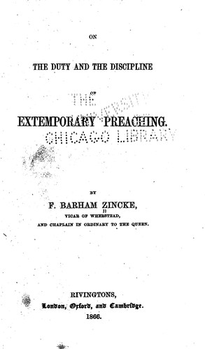 Cover for On the duty and the discipline of extemporary preaching
