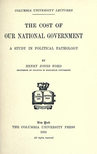 Cover for The cost of our national government