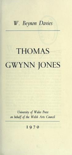 Cover for Thomas Gwynn Jones