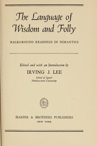 Cover for The language of wisdom and folly