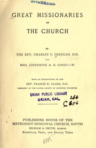 Cover for Great missionaries of the church.