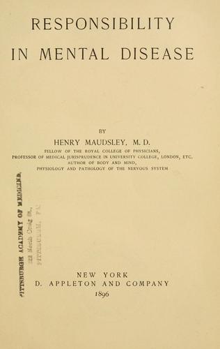 Cover for Responsibility in mental disease