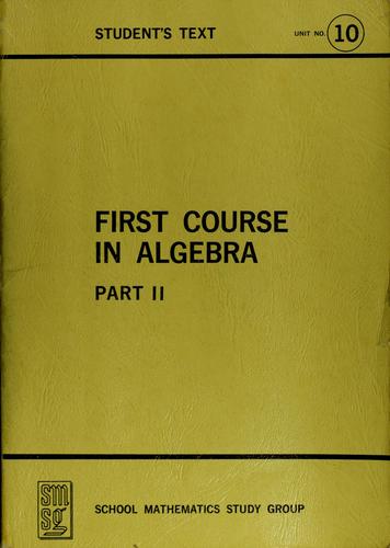 Cover for First course in algebra
