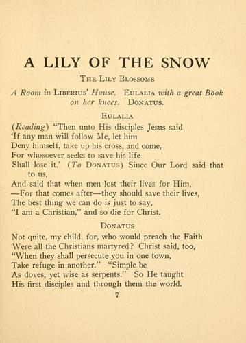 Cover for A lily of the snow, scenes from the life of St. Eulalia of Merida
