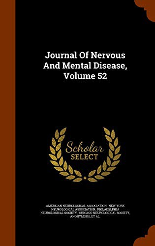 Cover for Journal Of Nervous And Mental Disease, Volume 52
