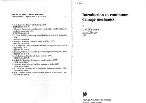 Cover for Introduction to continuum damage mechanics