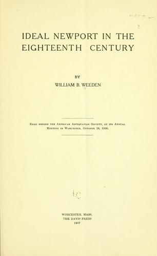 Cover for Ideal Newport in the eighteenth century