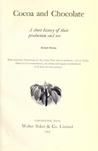 Cover for Cocoa and chocolate
