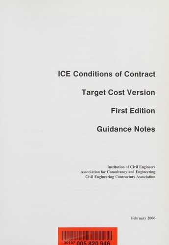 Cover for ICE Conditions of Contract Target Cost. Version, First Edition