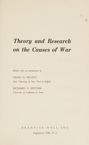 Cover for Theory and research on the causes of war.
