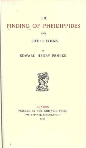 Cover for The finding of Pheidippides, and other poems
