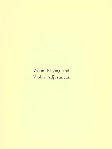 Cover for Violin playing and violin adjustment