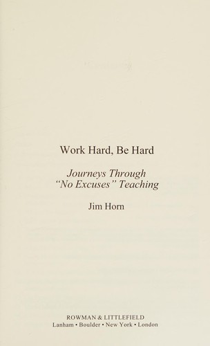 Cover for Work hard, be hard