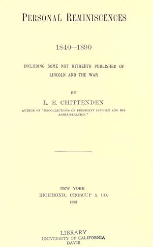 Cover for Personal reminiscences, 1840-1890