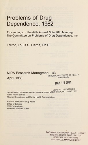Cover for Problems of drug dependence, 1982