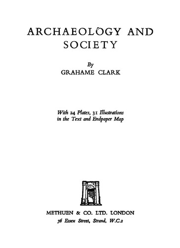 Cover for Archaeology and society