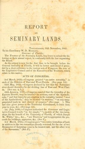 Cover for Report on seminary lands.