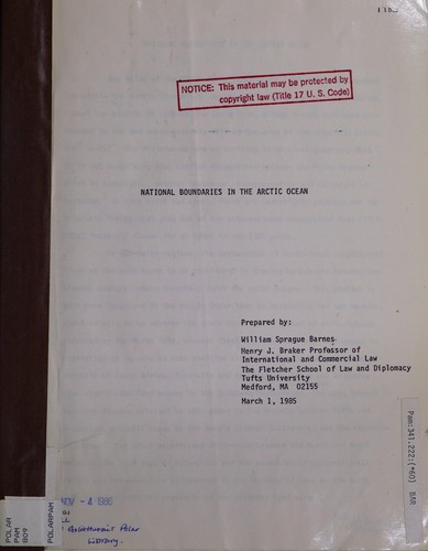Cover for National boundaries in the Arctic Ocean