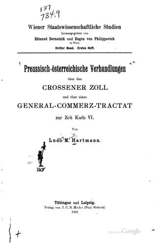 Cover for Preussisch-österreichische Verhandlungen über den Crossener Zoll und über ...