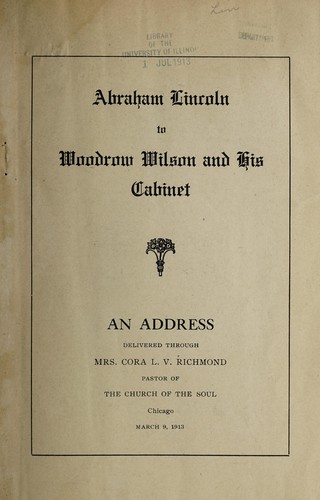 Cover for Abraham Lincoln to Woodrow Wilson and his cabinet