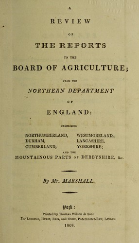 Cover for A review of the reports to the Board of agriculture from the northern department of England