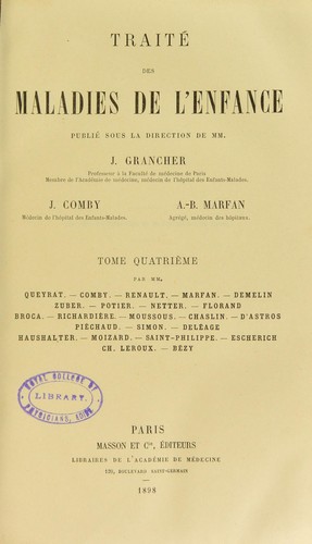 Cover for Traite des maladies de l'enfance