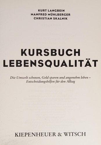 Cover for Kursbuch Lebensqualität