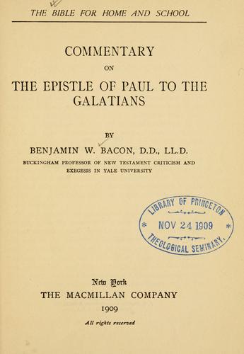 Cover for Commentary on the Epistle of Paul to the Galatians